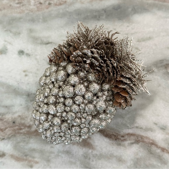 Silver Glitter Decorative Pinecone Acorn - Holiday Christmas Decor - Picture 5 of 9